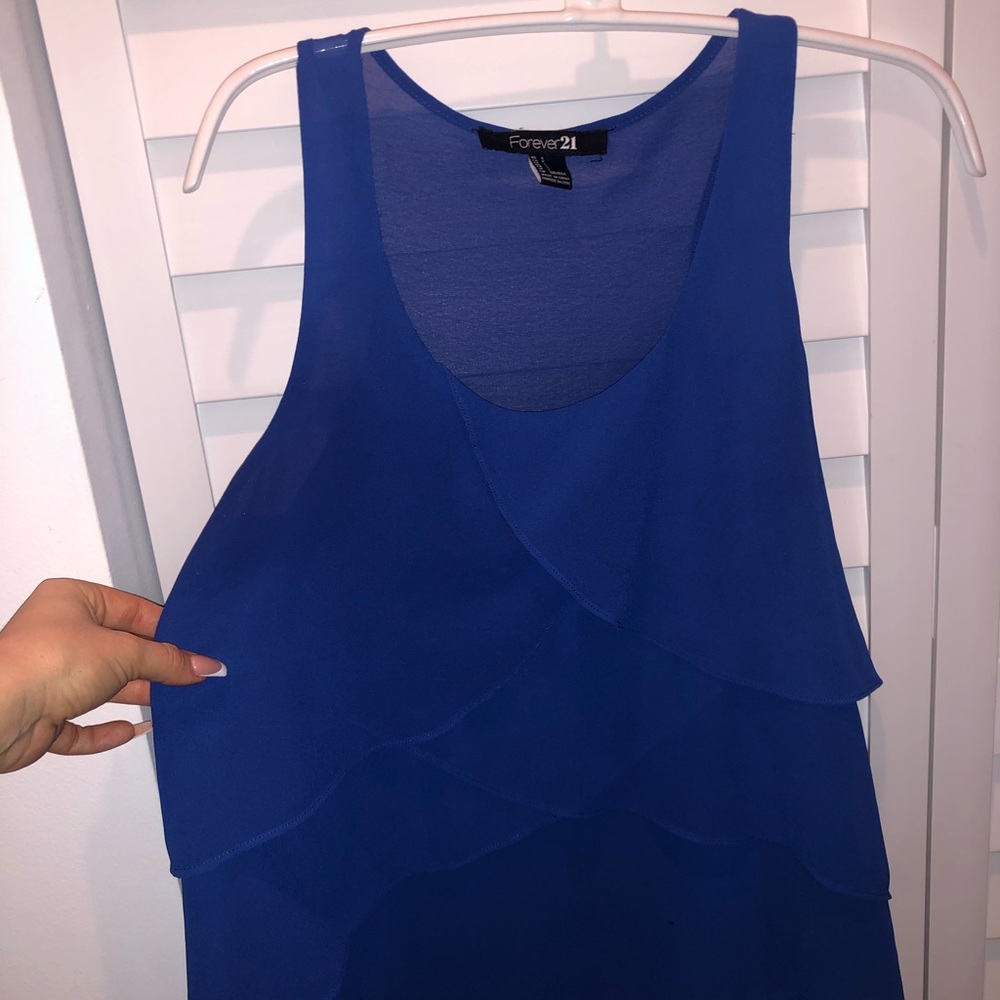 Royal Blue Ruffle Blouse - Size Small